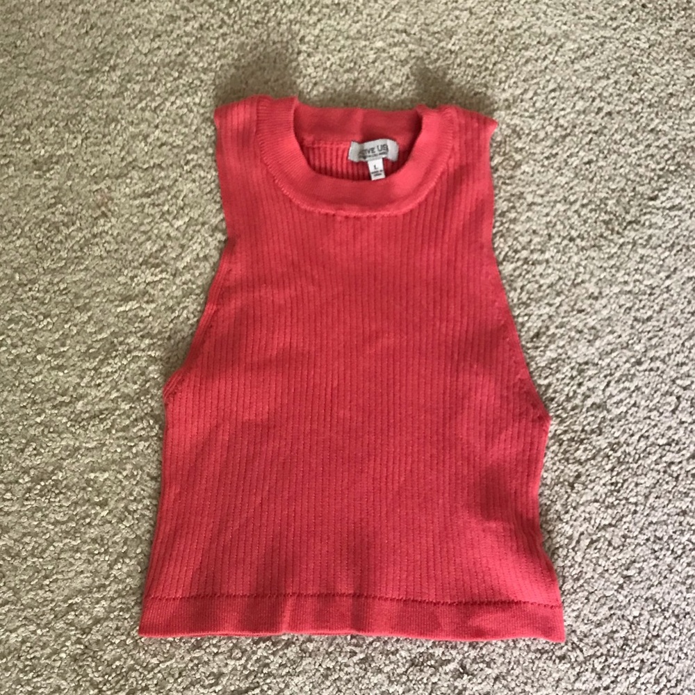 Mock neck ribbed crop tank